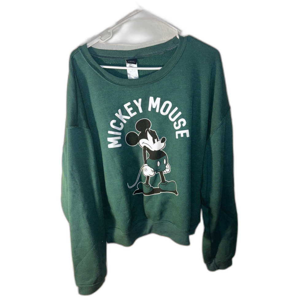 Disney Mickey Mouse Green Heavyweight Sweatshirt Size XXL